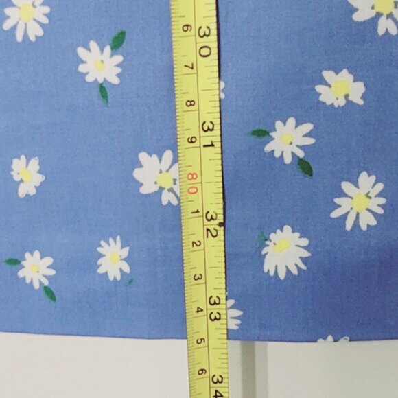 Zara Blue Pants Daisy Print Cropped High Waisted Cotton Blend Zipper XS NWOT - Picture 9 of 12